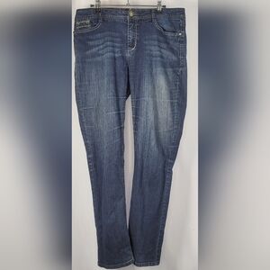 Beau Dawson Jeans Size 12 Dark Wash Bootcut Stretch Denim Embellished Pockets